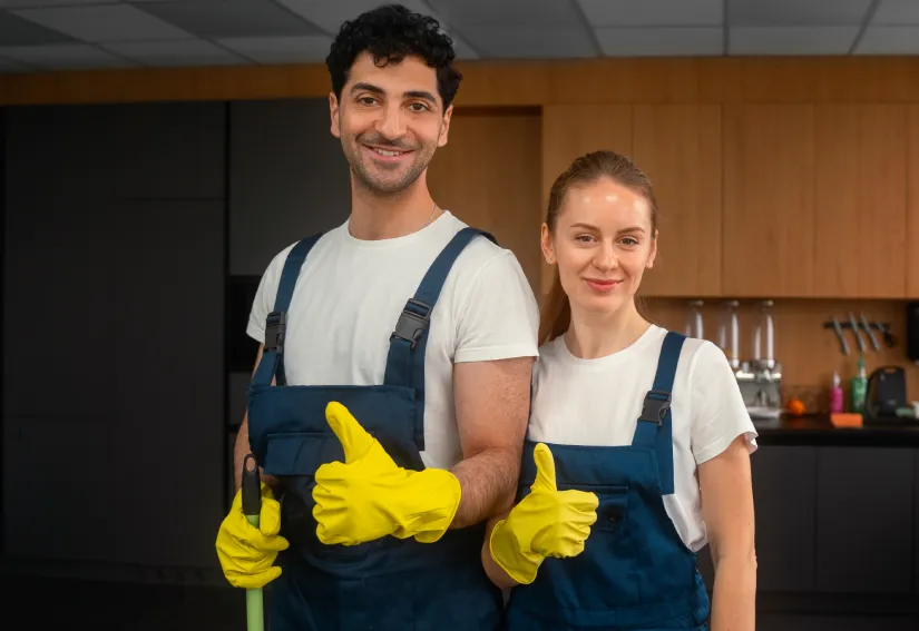 Two professional cleaners from Ecora Cleaning providing residential and commercial cleaning services in Edmonton and Calgary